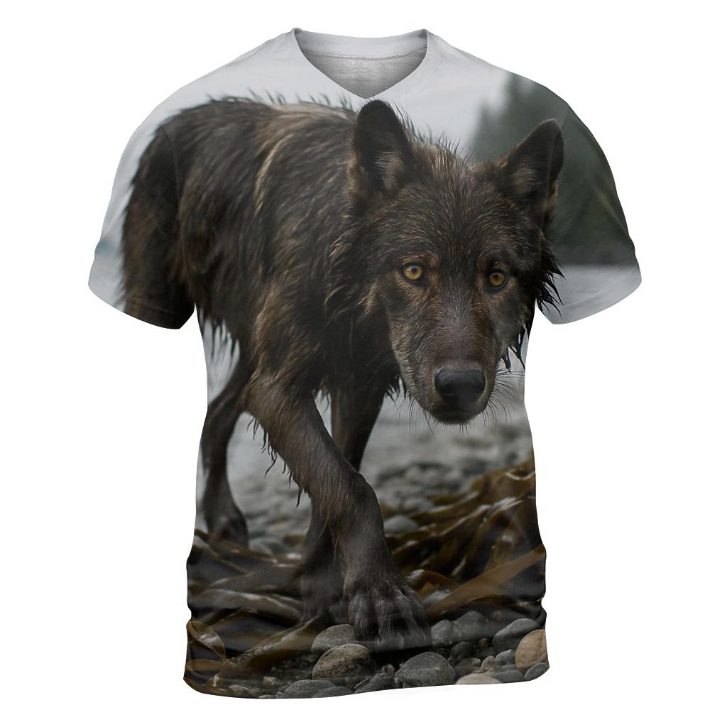 Coastal Wolf Emerging From Kelp Forest custom all-over print shirts