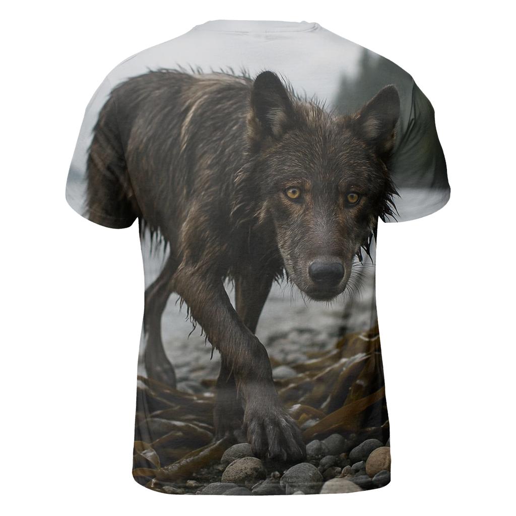 Coastal Wolf Emerging From Kelp Forest custom all-over print shirts