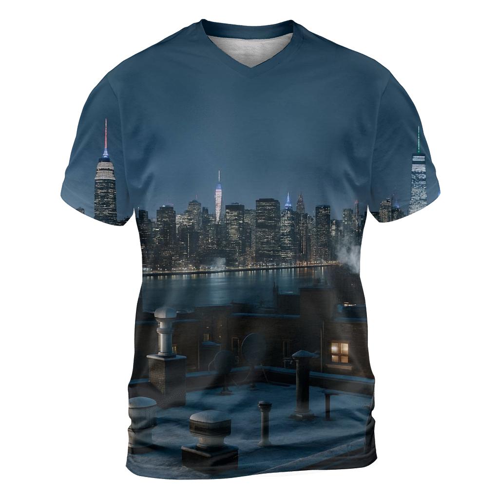 Winter Night From A Queens Rooftop artistic all-over print tops