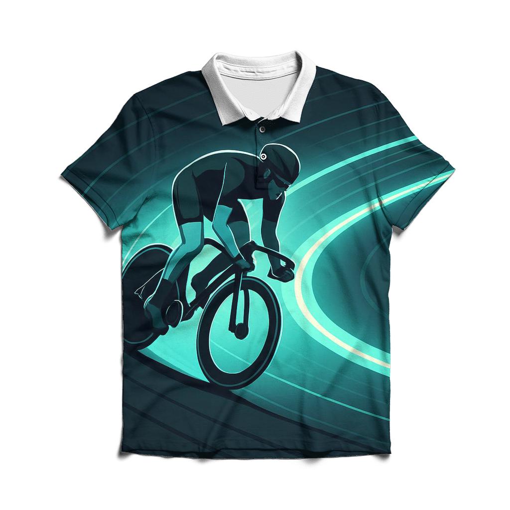 Futuristic Cycling Velodrome Halo premium cotton polo shirts