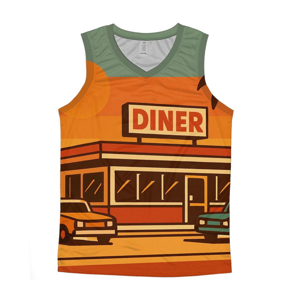 Retro Roadside Diner cotton sleeveless tops