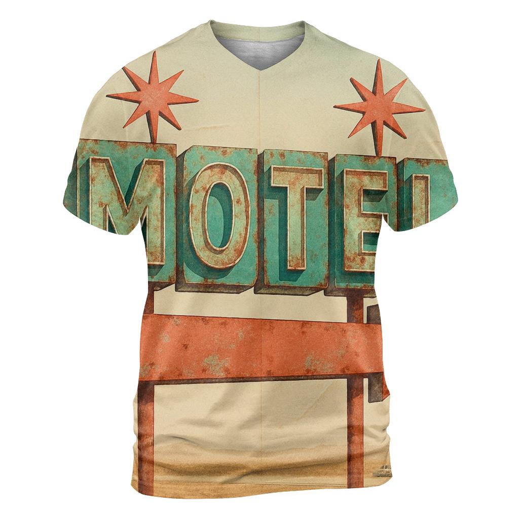 Retro Motel Roadside Sign Illustration designer pattern shirts