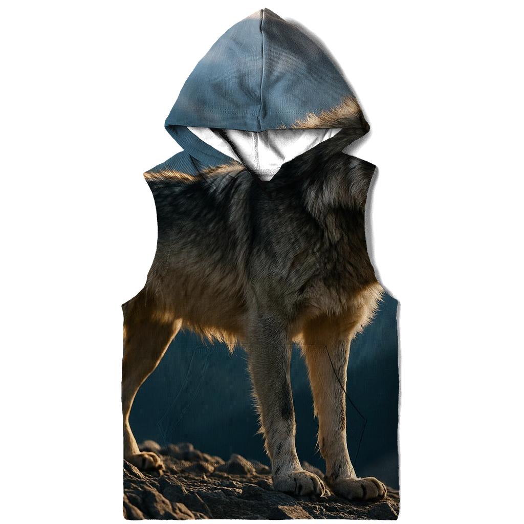 Lone Wolf On Wind Carved Ridge At Dusk hoodie trends