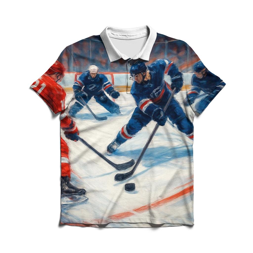 Ice Hockey Rink Battle Blur stylish collar polo tees