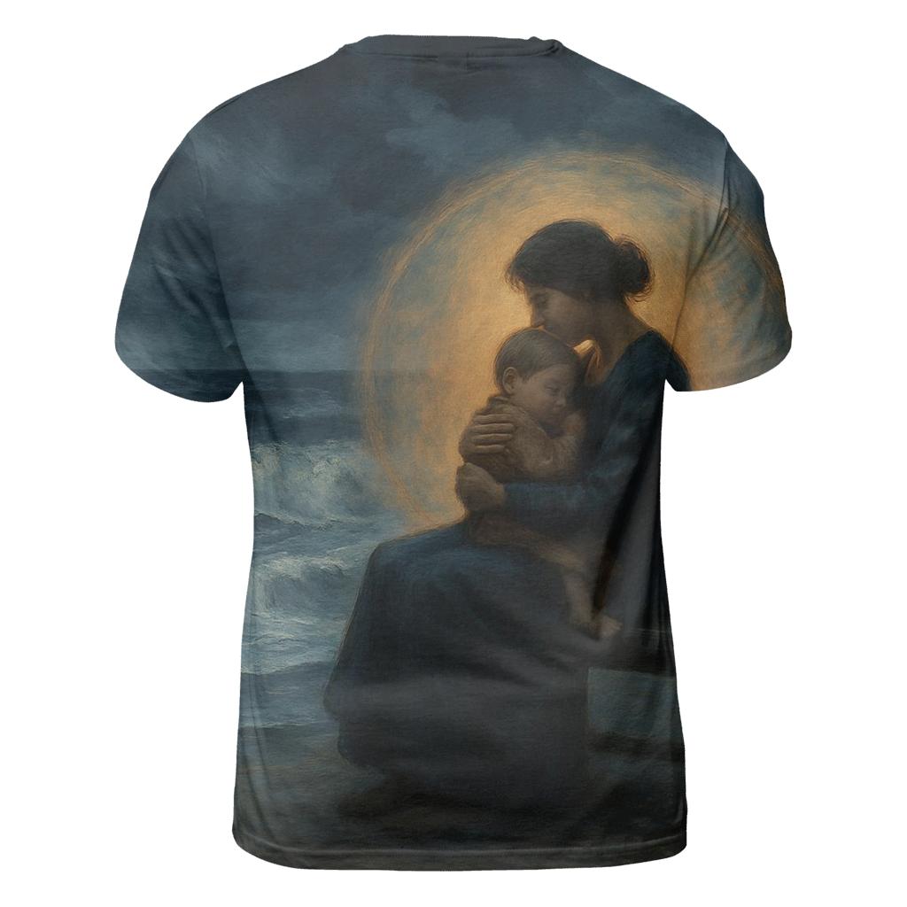 The Quiet Harbor Within Her Arms statement graphic shirts