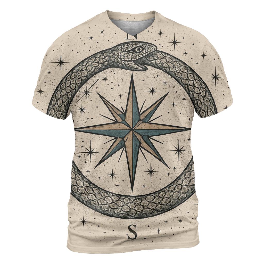 Celestial Circuit Ouroboros Compass unique graphic print tees