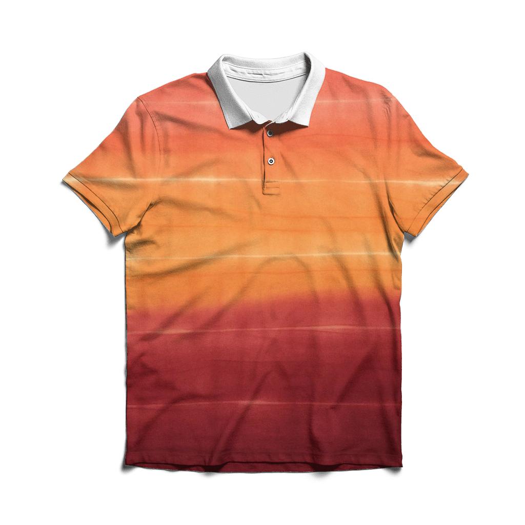 Sunset Horizon Stripe Overdye branded logo polo shirts