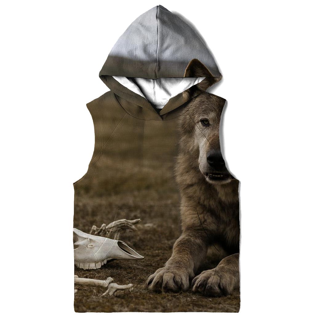 Old Alpha Wolf Resting Near Caribou Bones hoodie trends