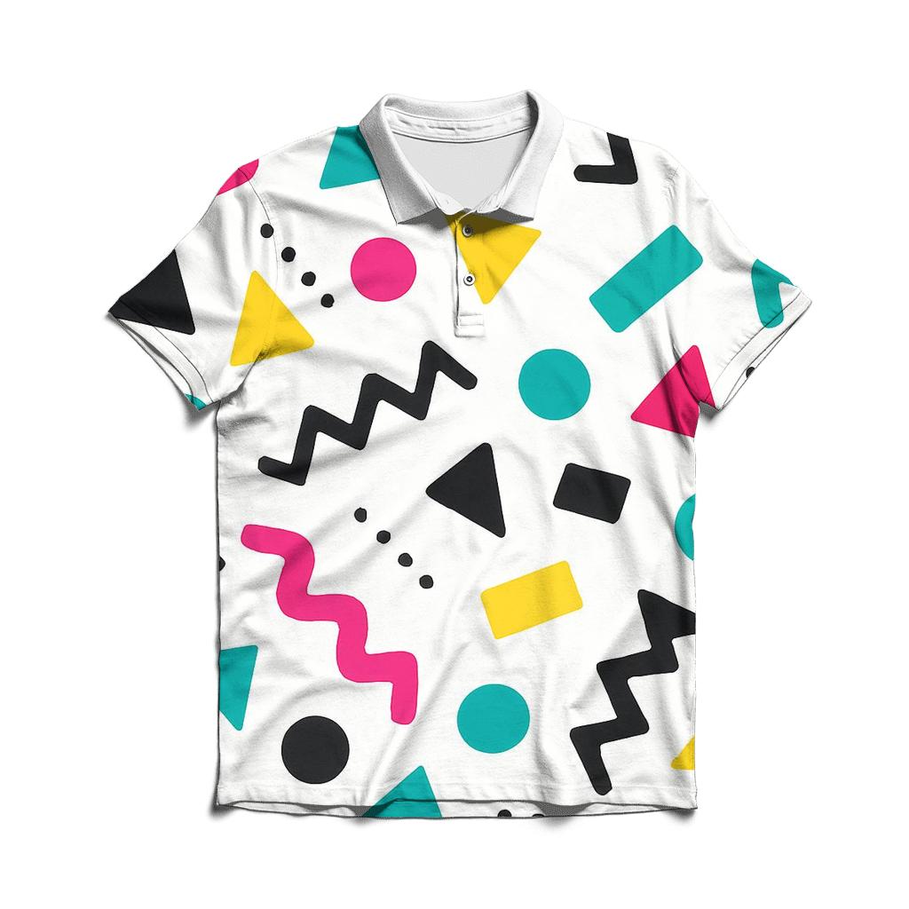 Neon Shuffle Shapes personalized polo shirts
