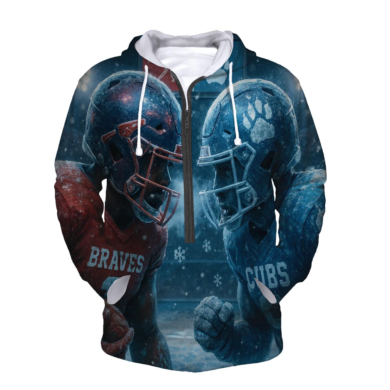 Frozen Yardline Standoff Braves Versus Cubs embroidered hoodies