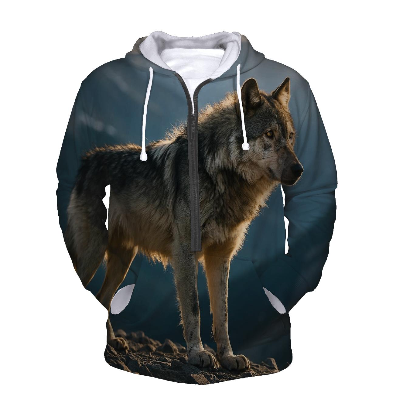 Lone Wolf On Wind Carved Ridge At Dusk hoodies fashion