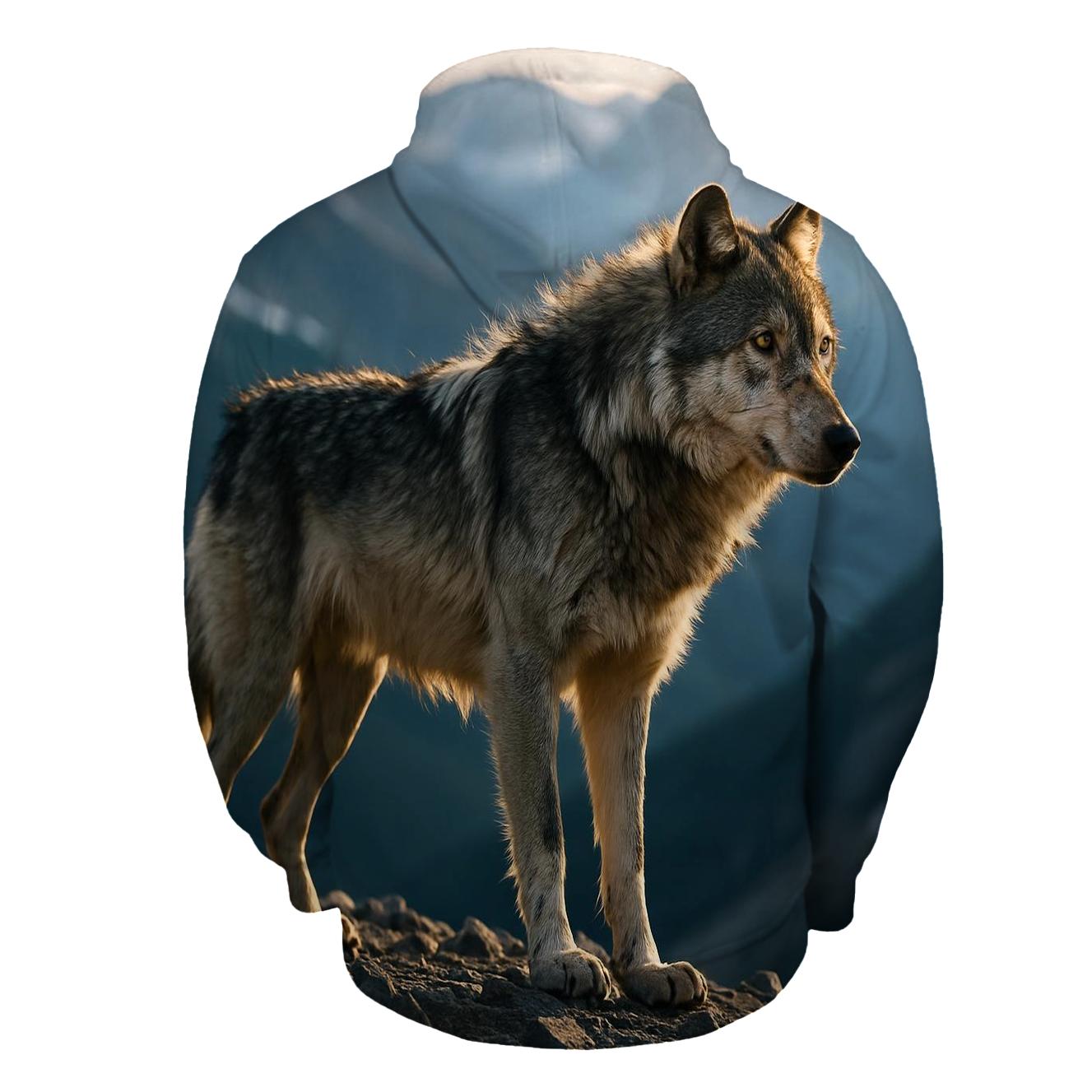Lone Wolf On Wind Carved Ridge At Dusk hoodies fashion