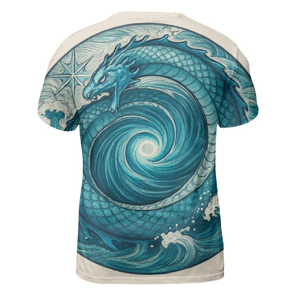 Sea Serpent Maelstrom Ouroboros artistic all-over print tops