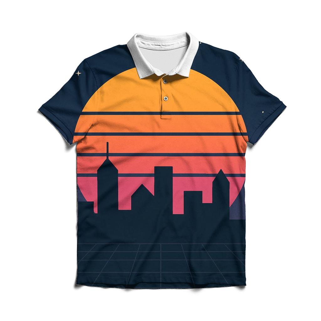 Retro Metro Skyline custom polo shirts