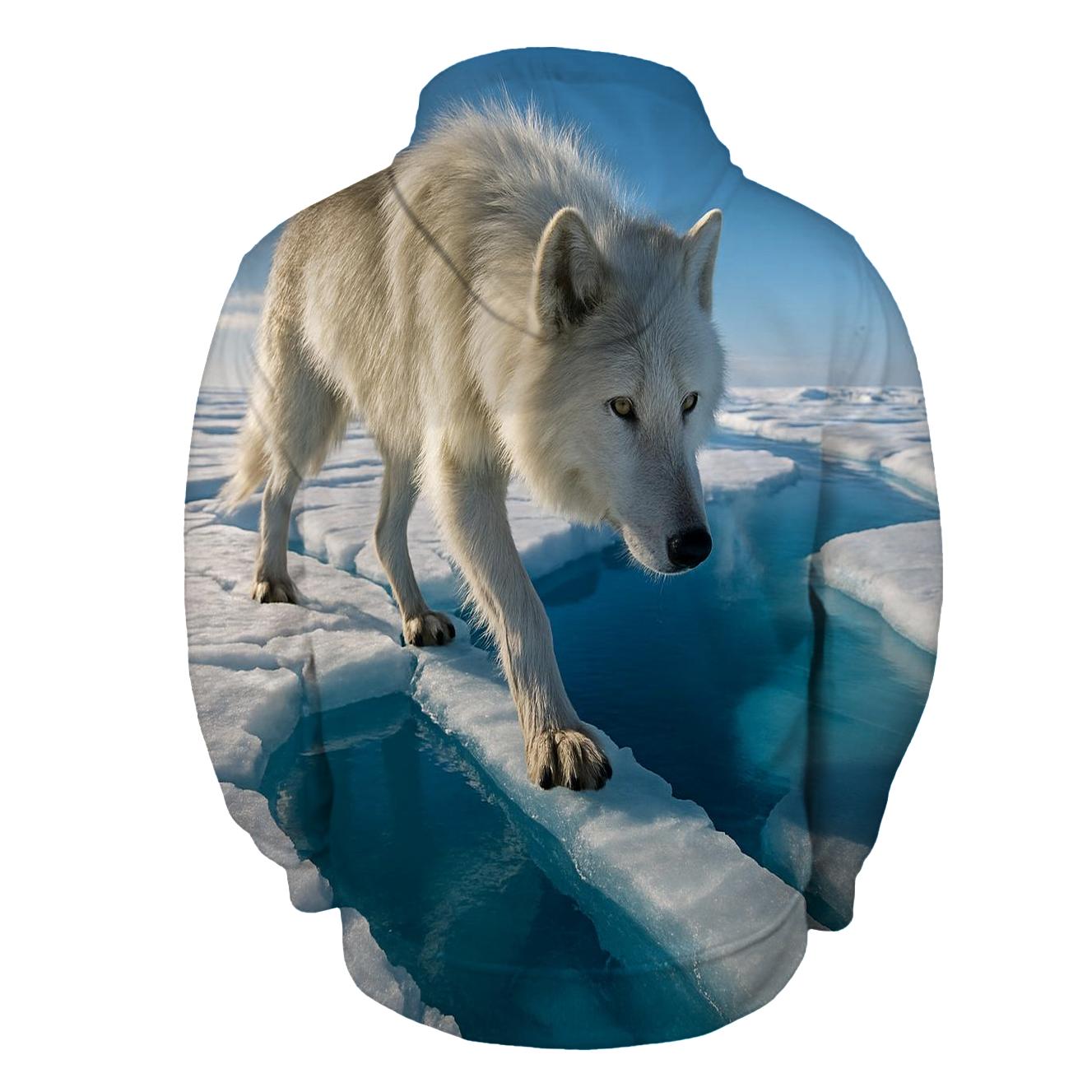 Arctic Wolf Crossing Blue Melt Pool designer hoodies