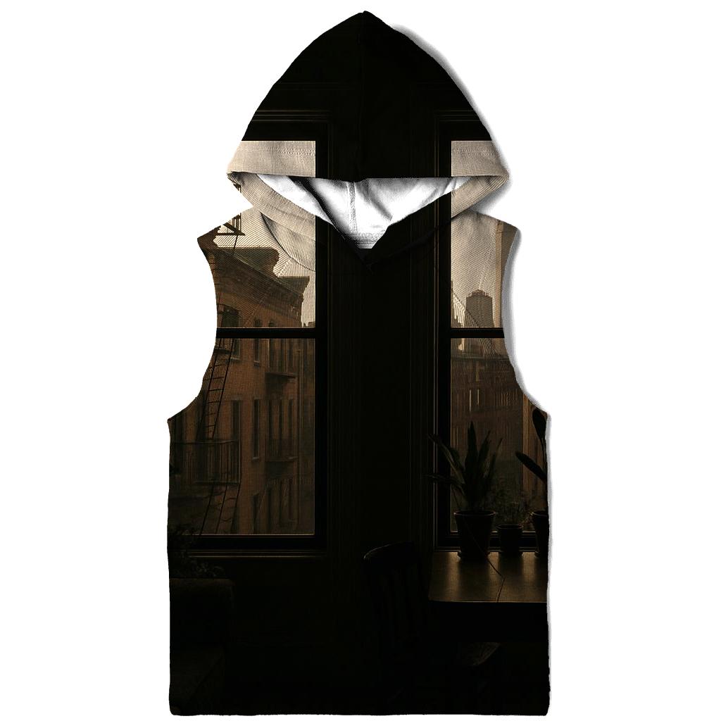 Skyline Framed Through A Brooklyn Brownstone Window lightweight hoodies