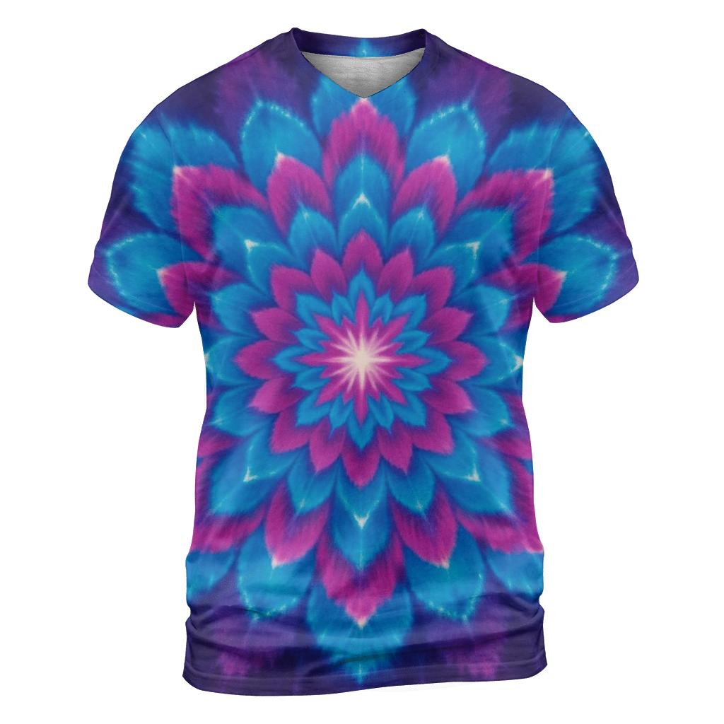 Neon Mandala Galaxy Burst artistic all-over print tops