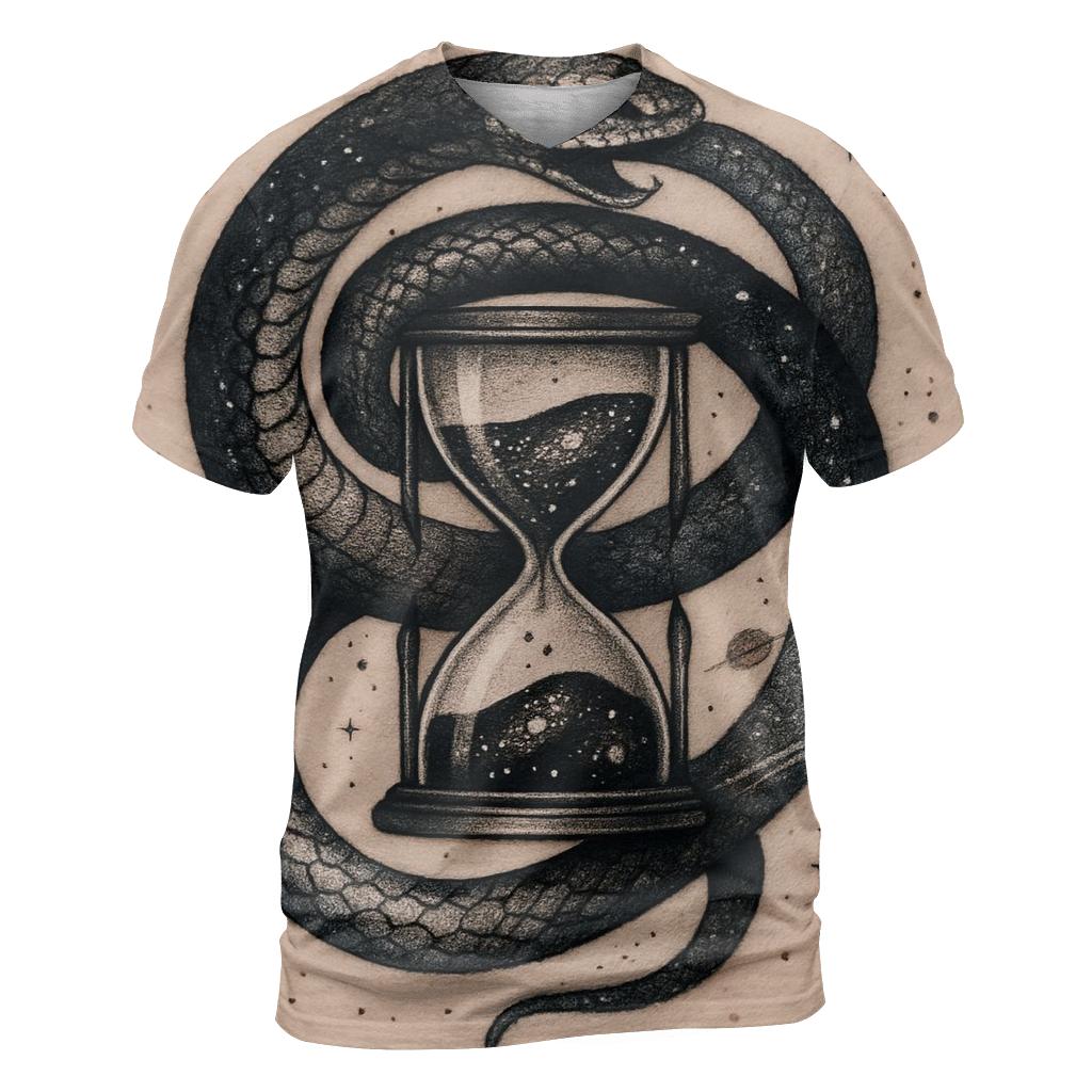 Cosmic Serpent Ouroboros Hourglass artistic all-over print tops