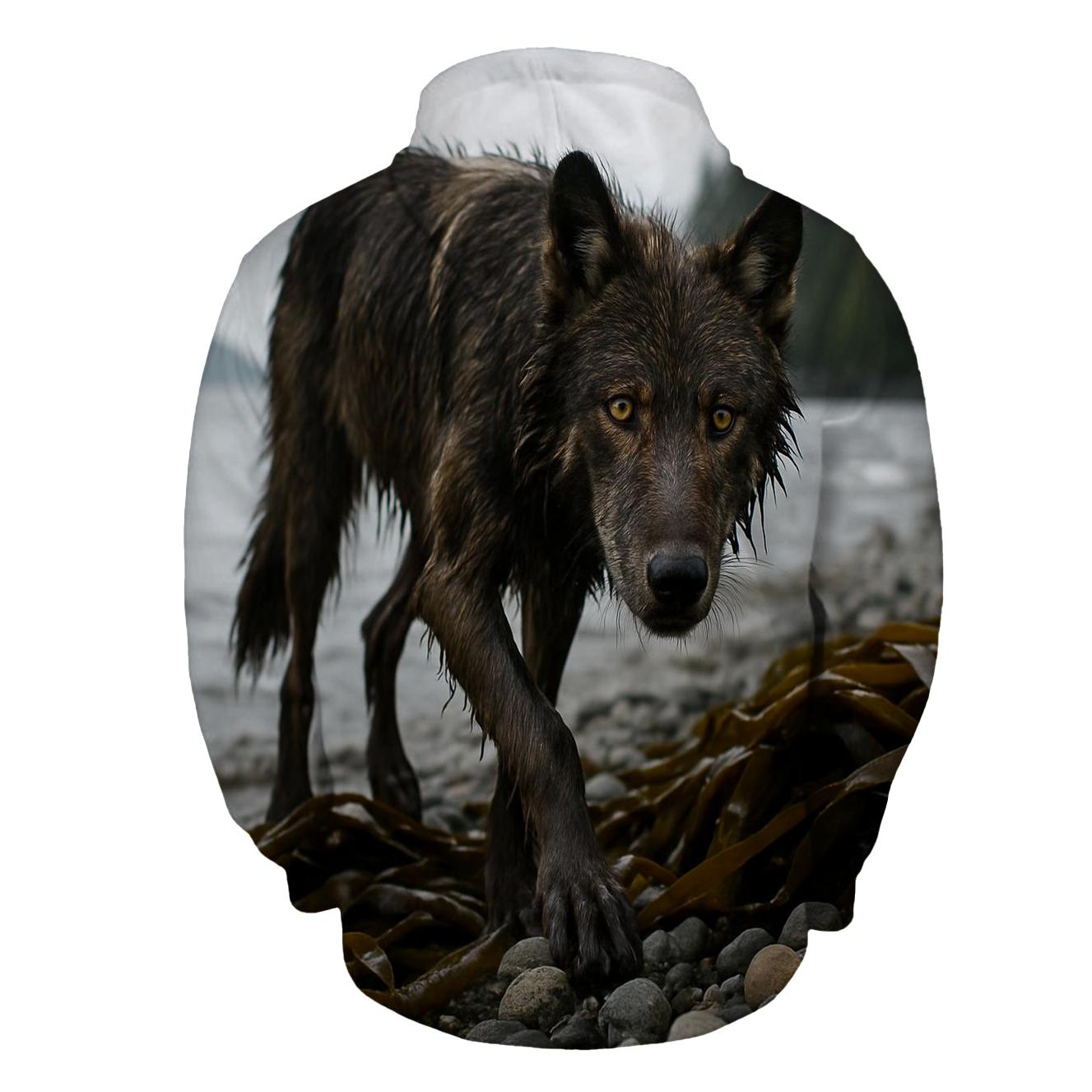 Coastal Wolf Emerging From Kelp Forest hoodie styles