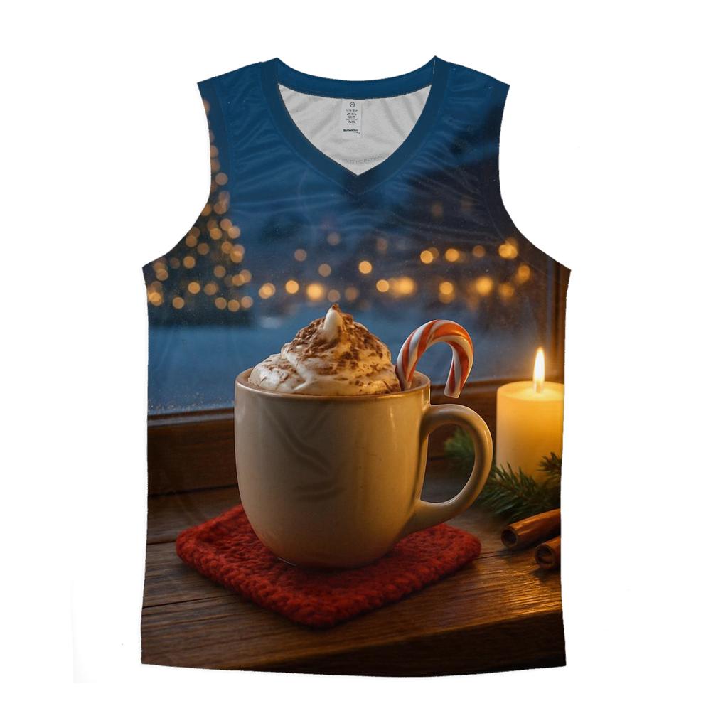 CandlelitWindowsillChristmasCocoa graphic print tank tops