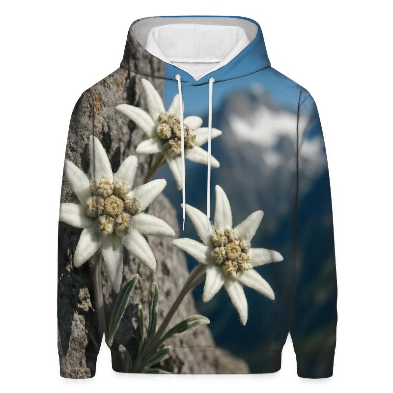 Alpine Edelweiss On Weathered Stone pullover hoodies