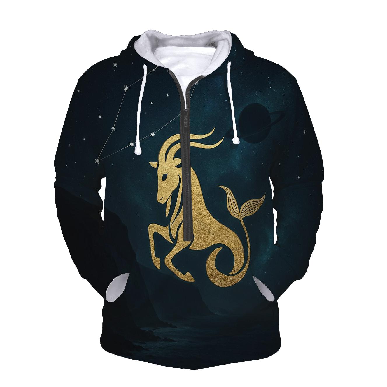 Luminous Capricorn Sea Goat Sigil printed hoodies