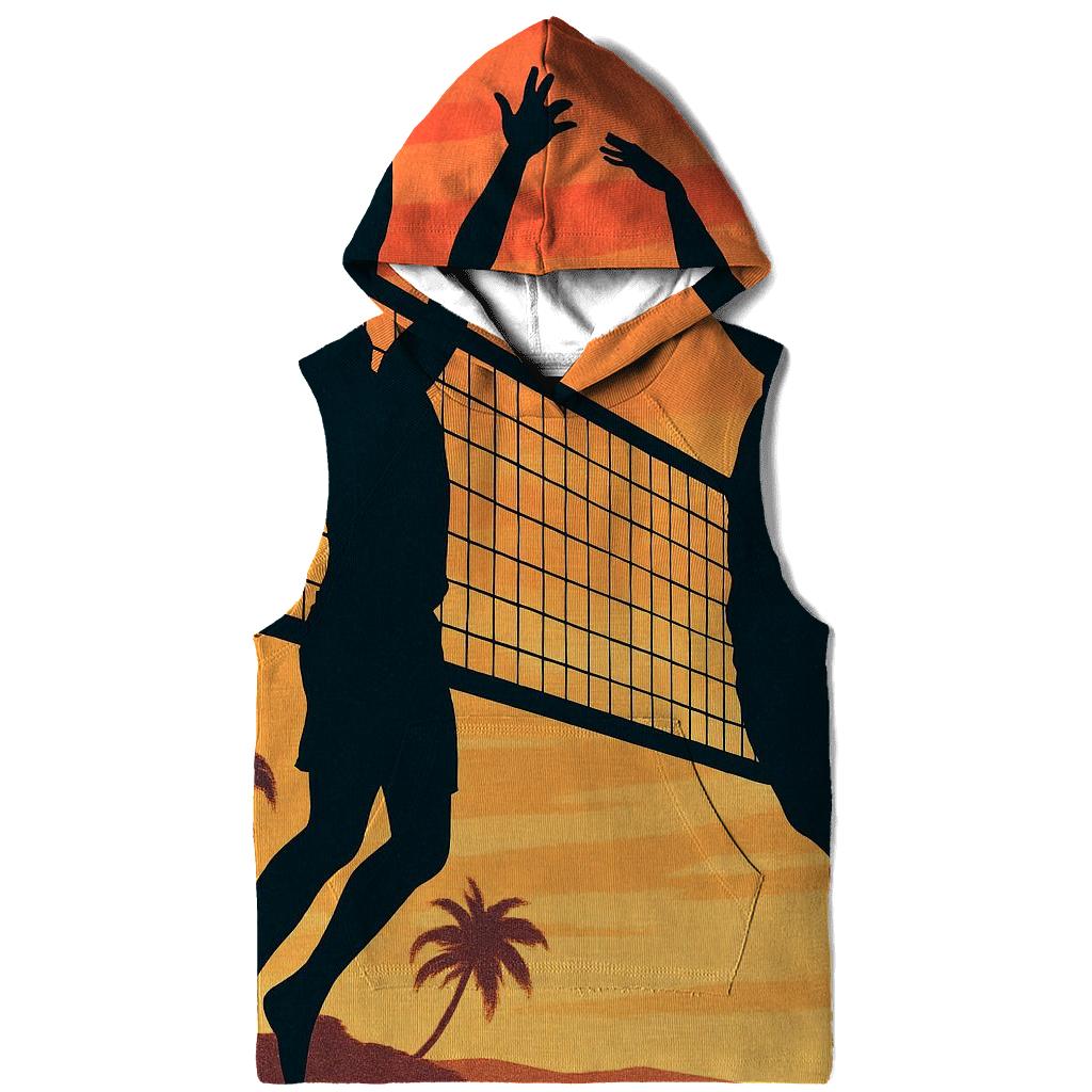 Beach Volleyball Sunset Leap lightweight hoodies