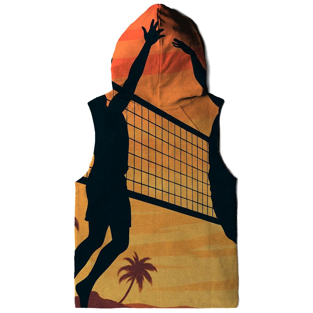 Beach Volleyball Sunset Leap lightweight hoodies