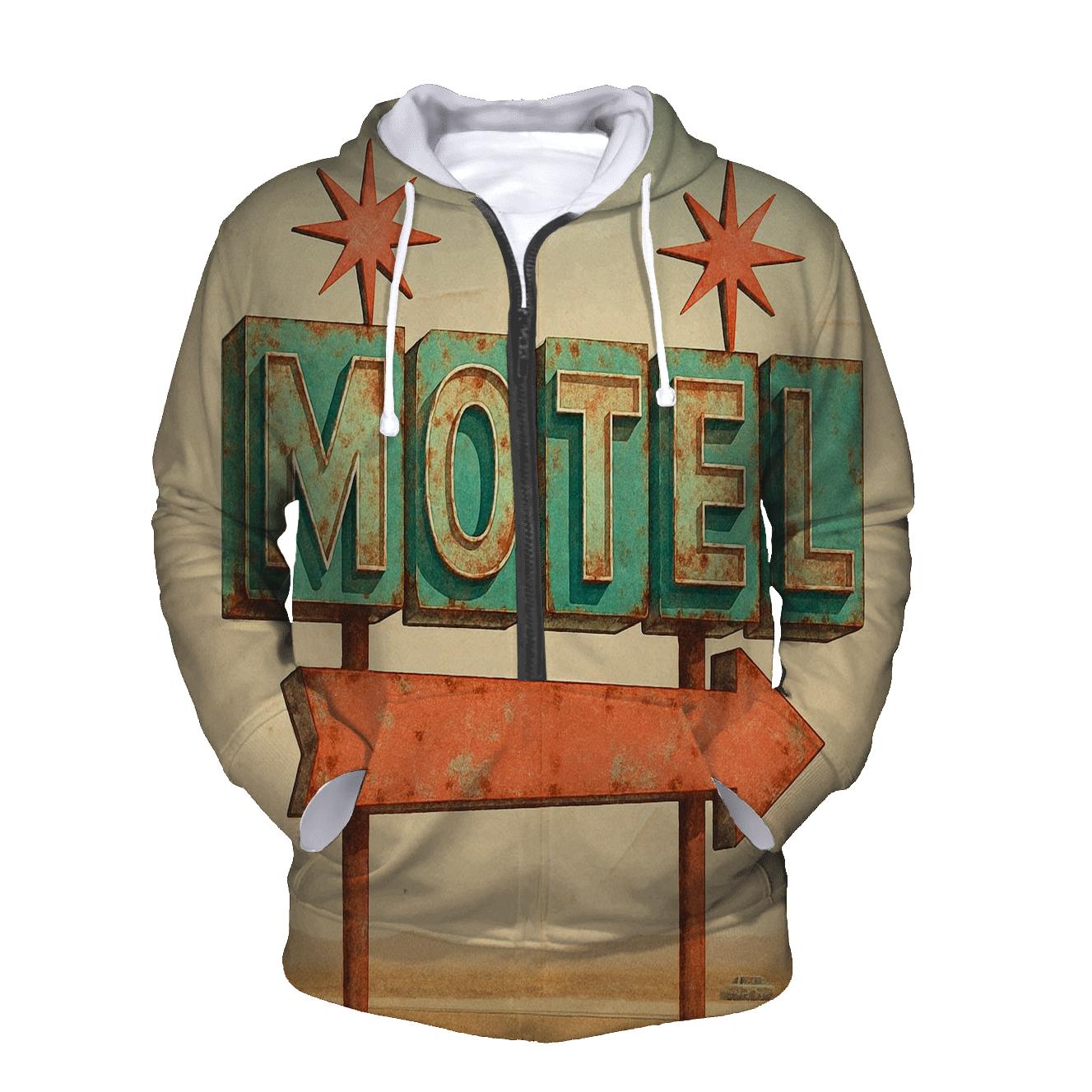 Retro Motel Roadside Sign Illustration embroidered hoodies