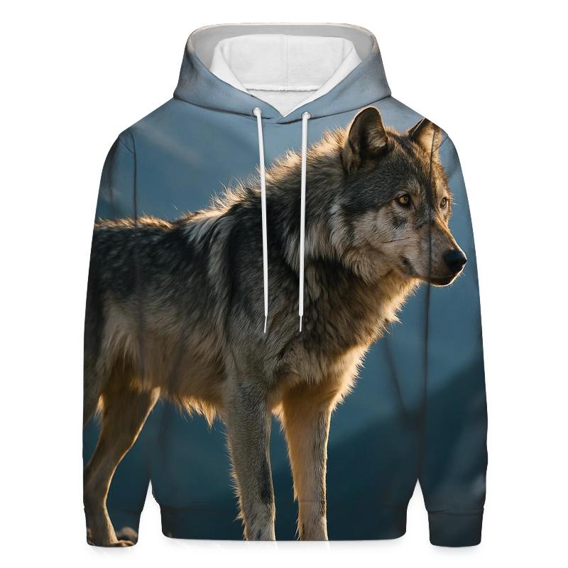 Lone Wolf On Wind Carved Ridge At Dusk designer hoodies