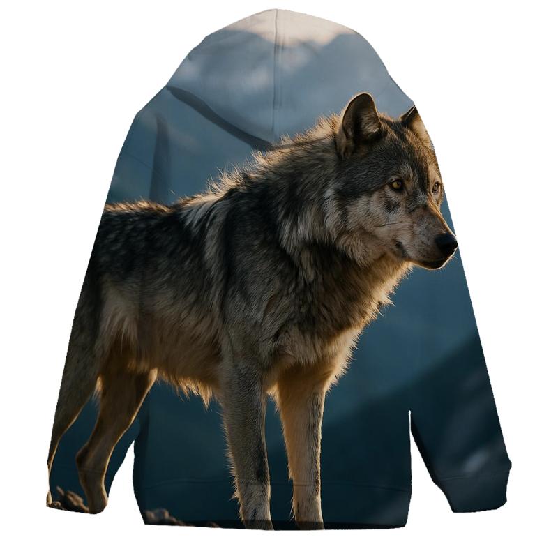 Lone Wolf On Wind Carved Ridge At Dusk designer hoodies