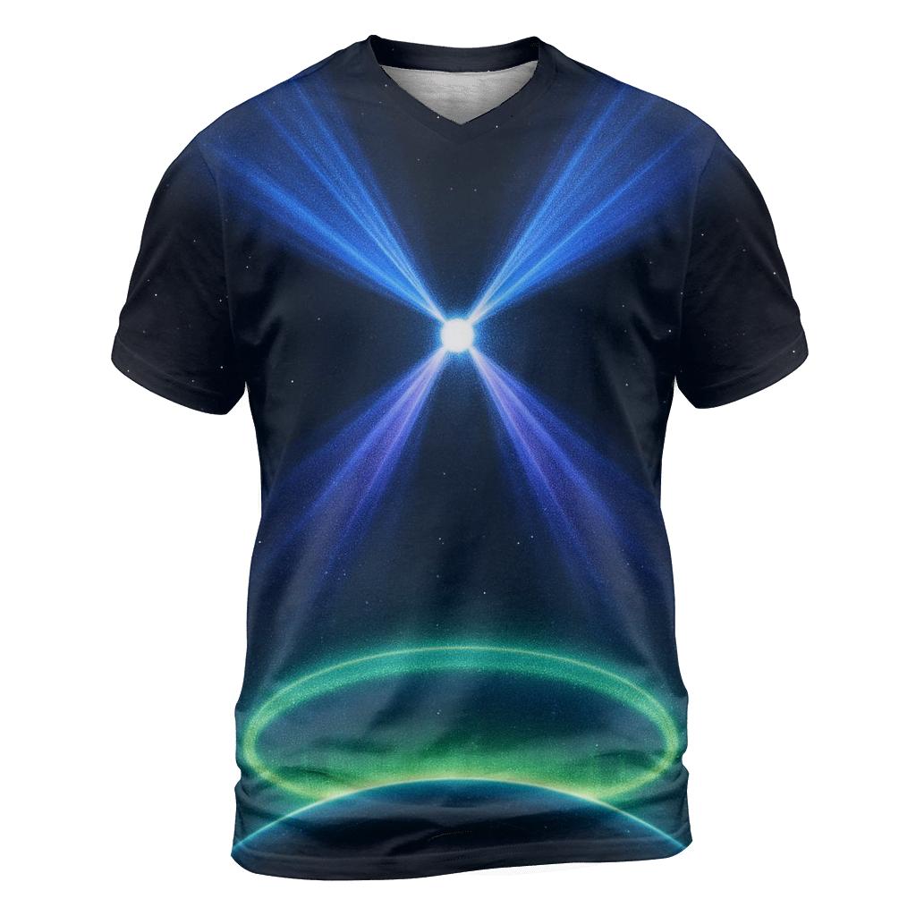 Pulsar Beam Aurora Crest vibrant all-over design tees