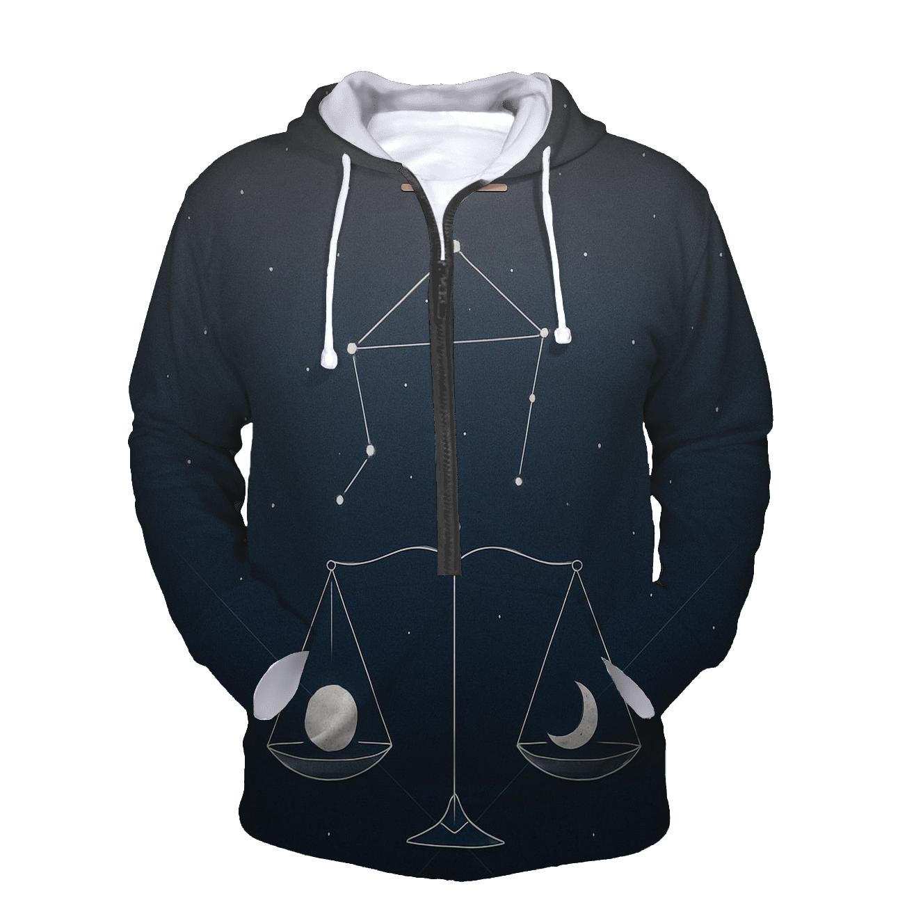 Libra Crescent Scales Alignment designer hoodies