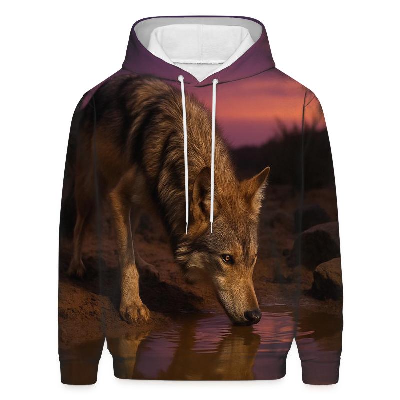 Mexican Wolf At Desert Water Hole graphic hoodies