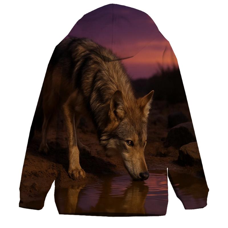 Mexican Wolf At Desert Water Hole graphic hoodies