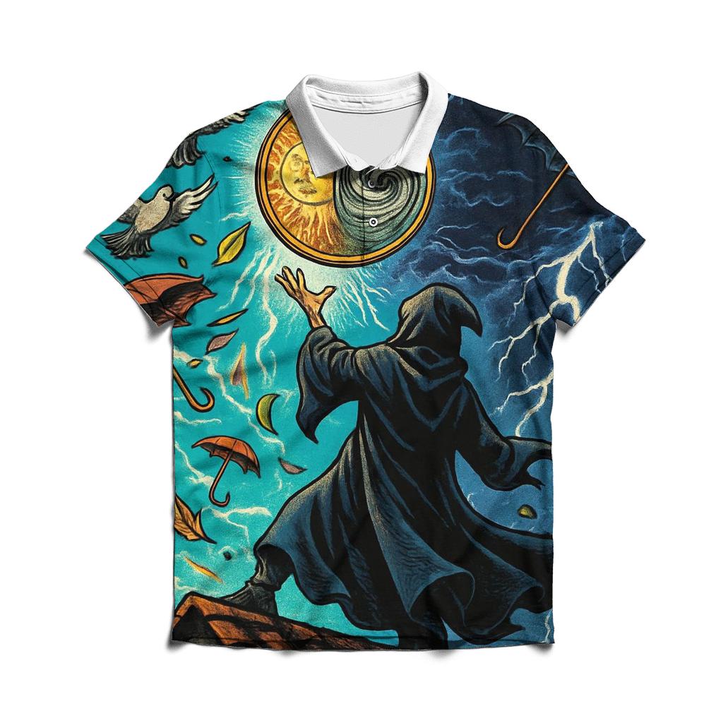 The Coin Flipping Weather Wizard custom polo shirts