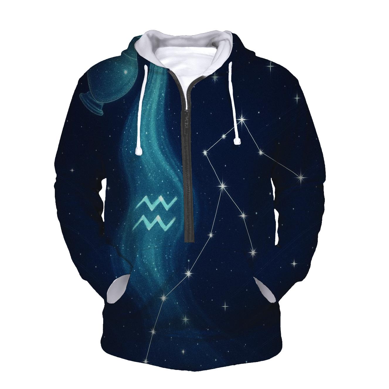 Aquarius Cosmic Water Flow designer hoodies