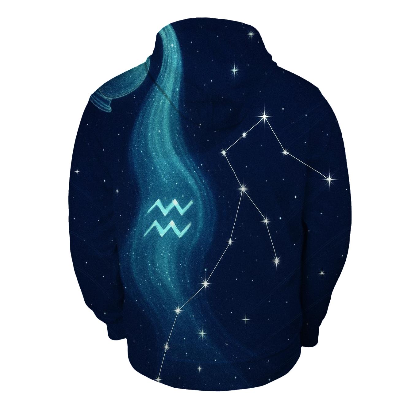 Aquarius Cosmic Water Flow designer hoodies