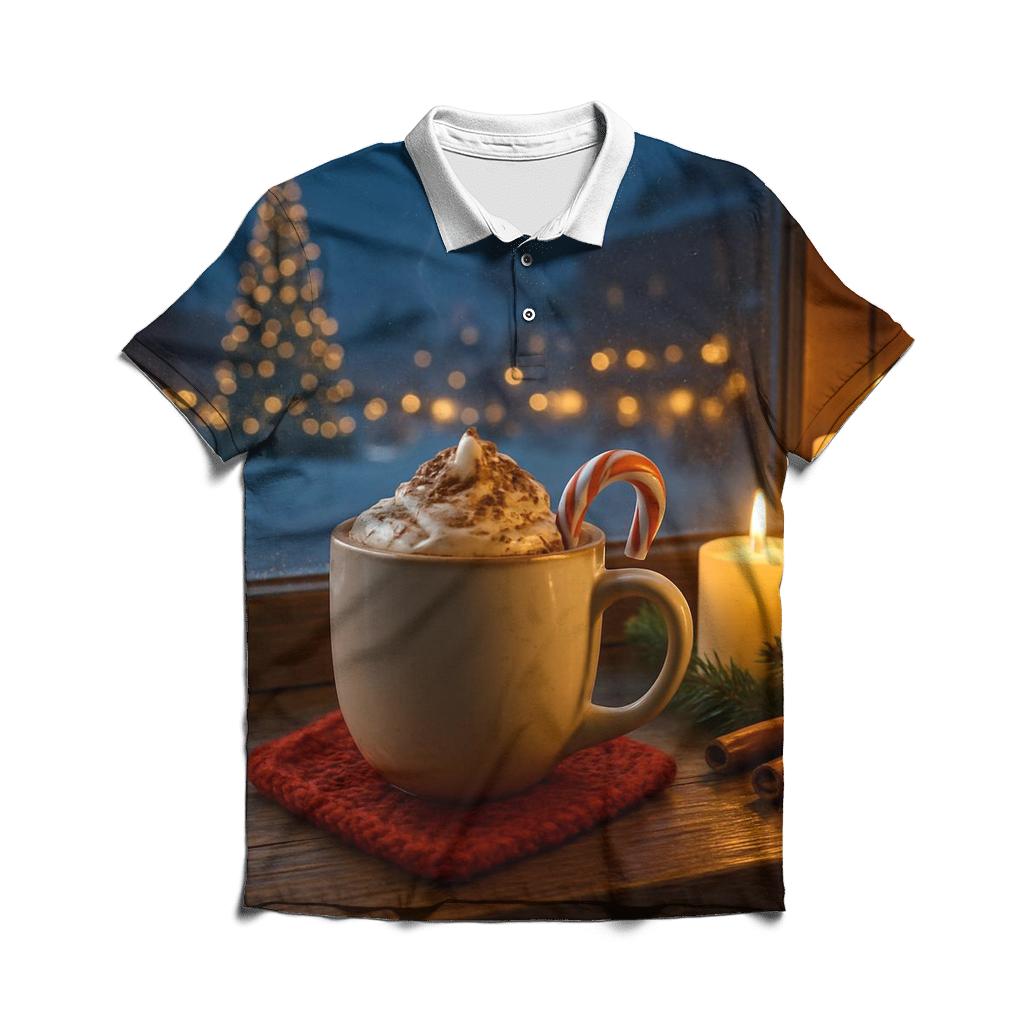 CandlelitWindowsillChristmasCocoa stylish collar polo tees