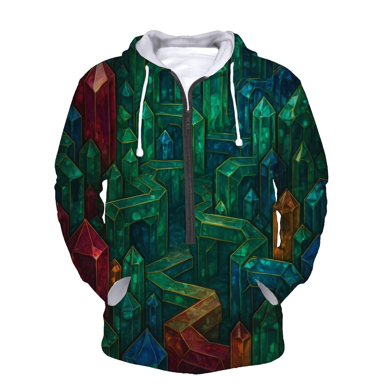 Jewel Tone Crystal Labyrinth embroidered hoodies