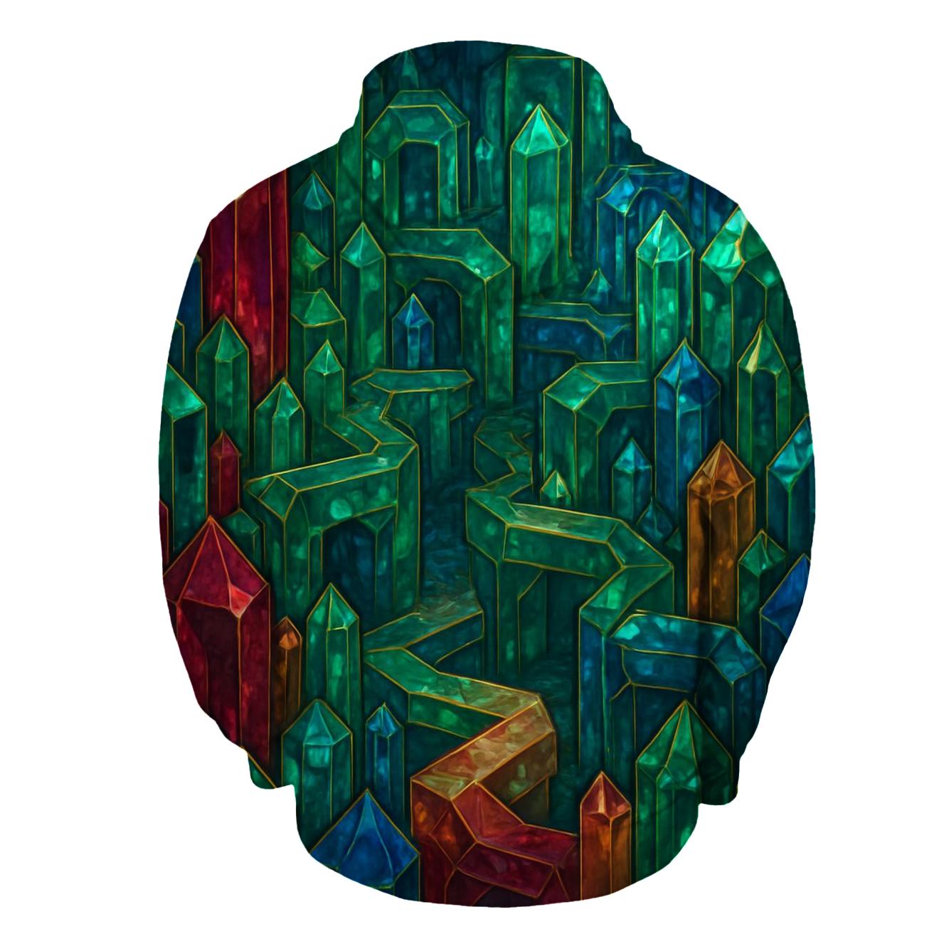 Jewel Tone Crystal Labyrinth embroidered hoodies