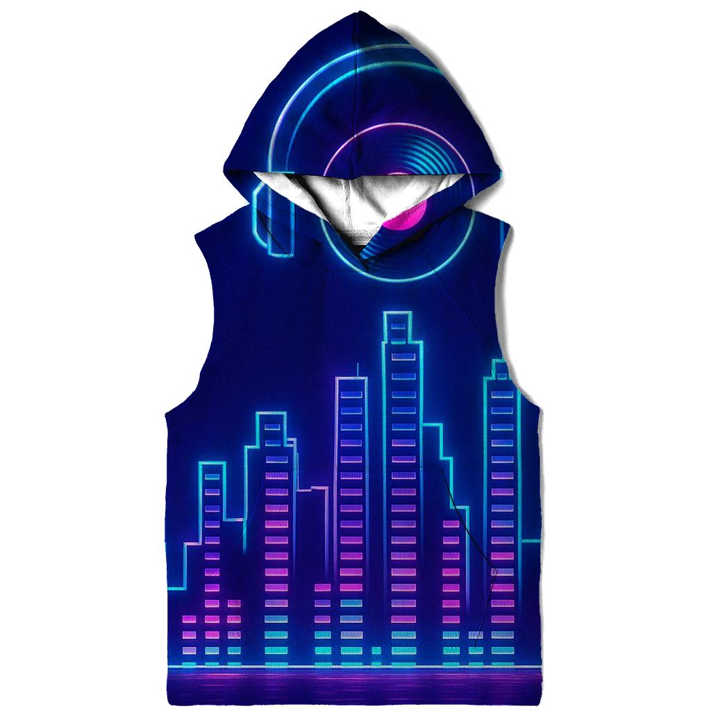 Neon Synth Skyline hoodie designs