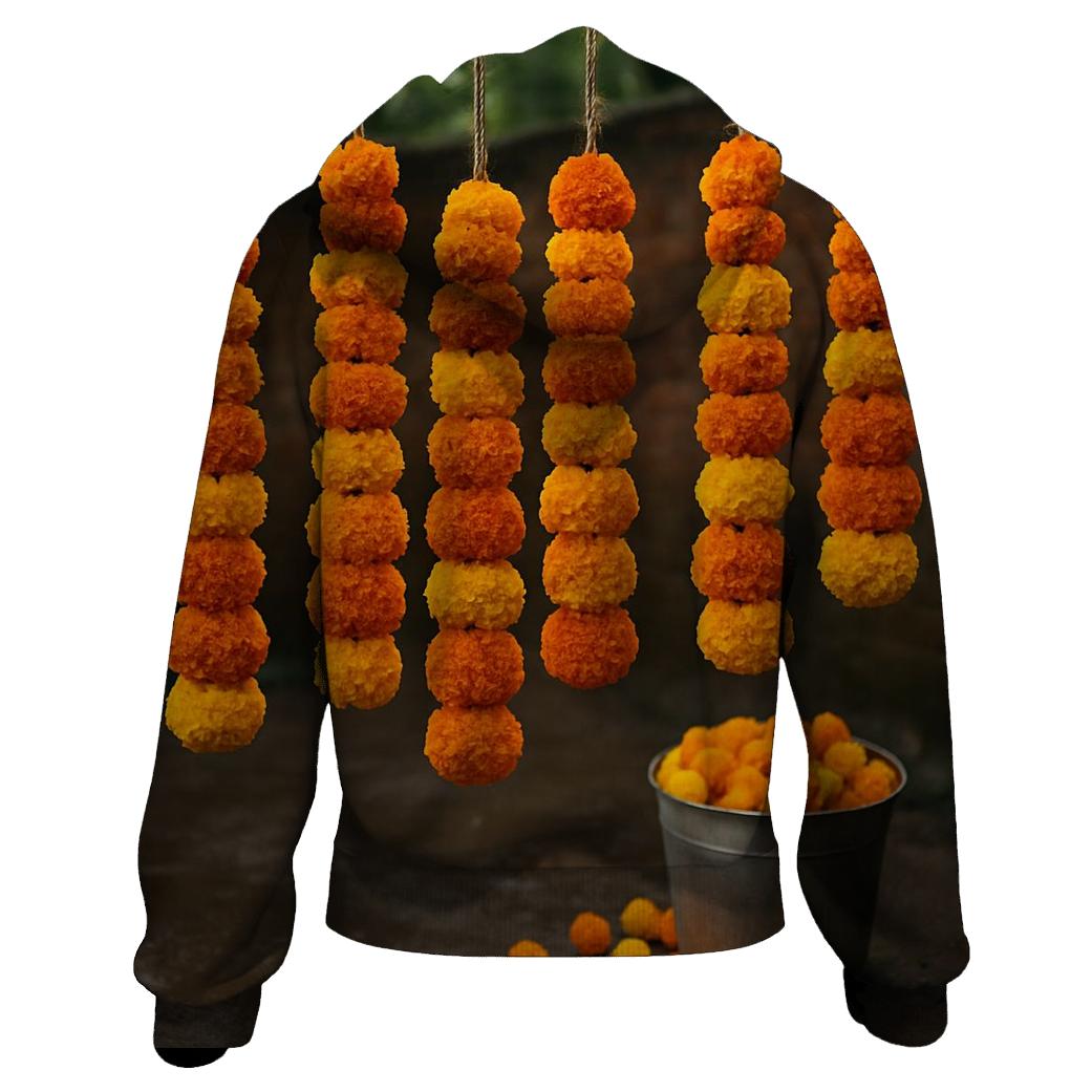 Monsoon Marigolds In Village Courtyard lightweight hoodies
