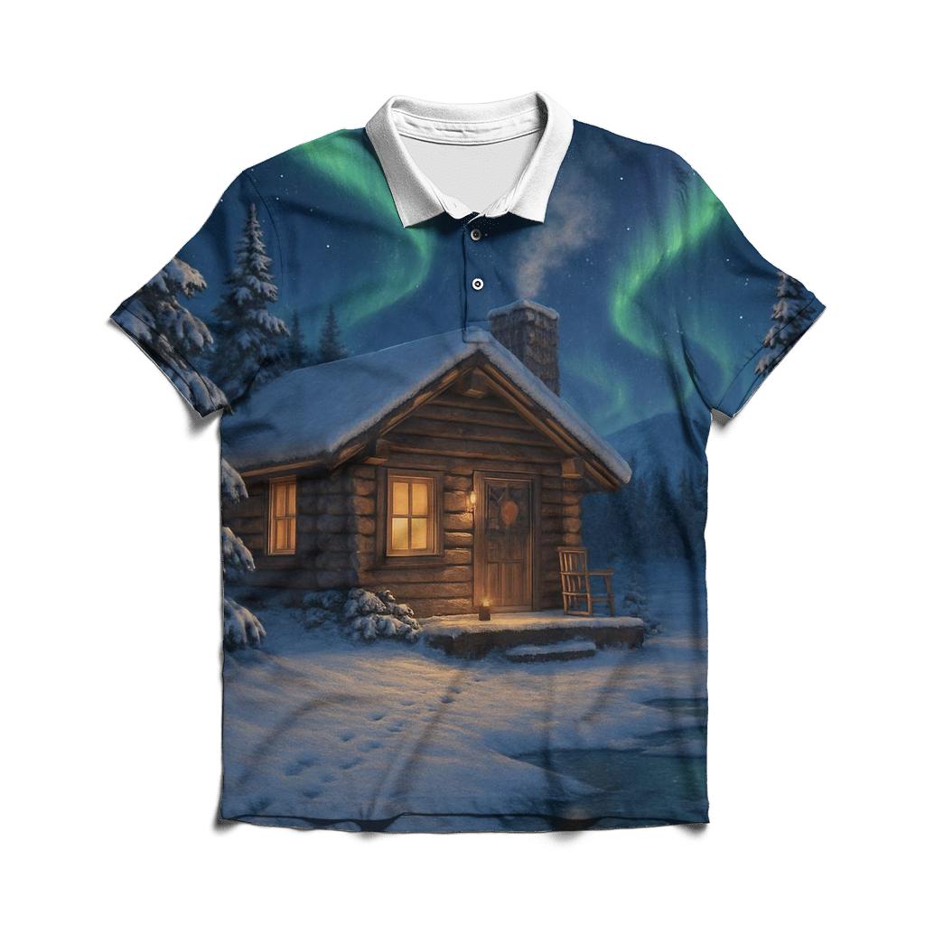 NorthernLightsOverSantasCabin stylish collar polo tees