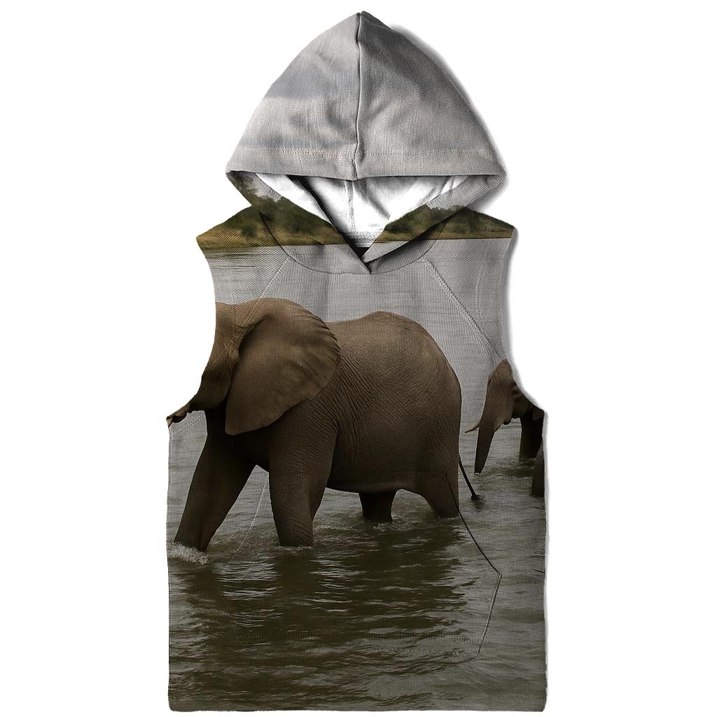 River Crossing Elephant Line printed hoodies