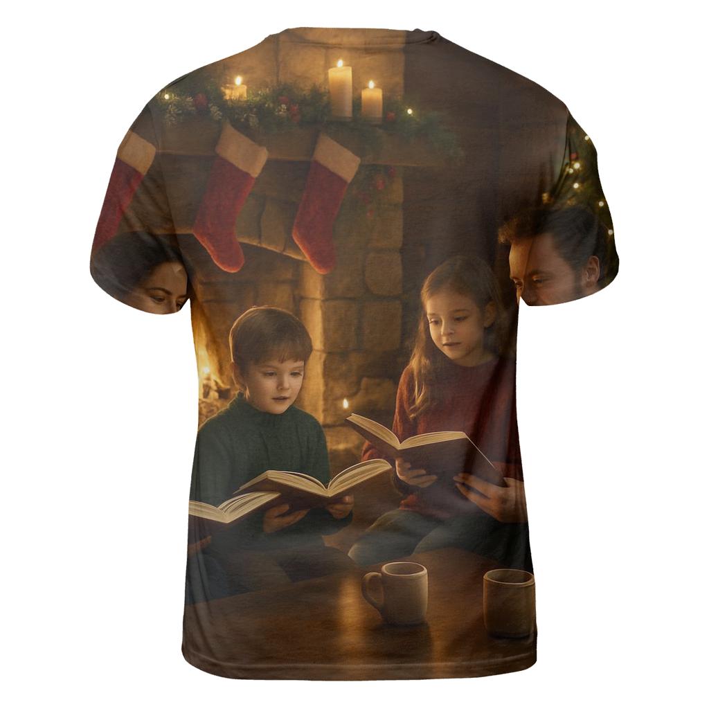 FiresideCarolsOnChristmasEve vibrant all-over design tees