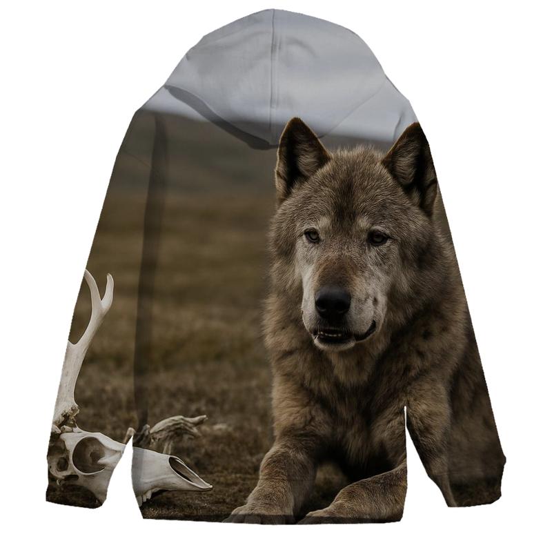 Old Alpha Wolf Resting Near Caribou Bones hoodie trends