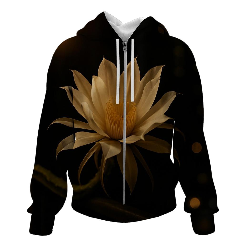 Night Blooming Cereus On Balcony Rail premium hoodies