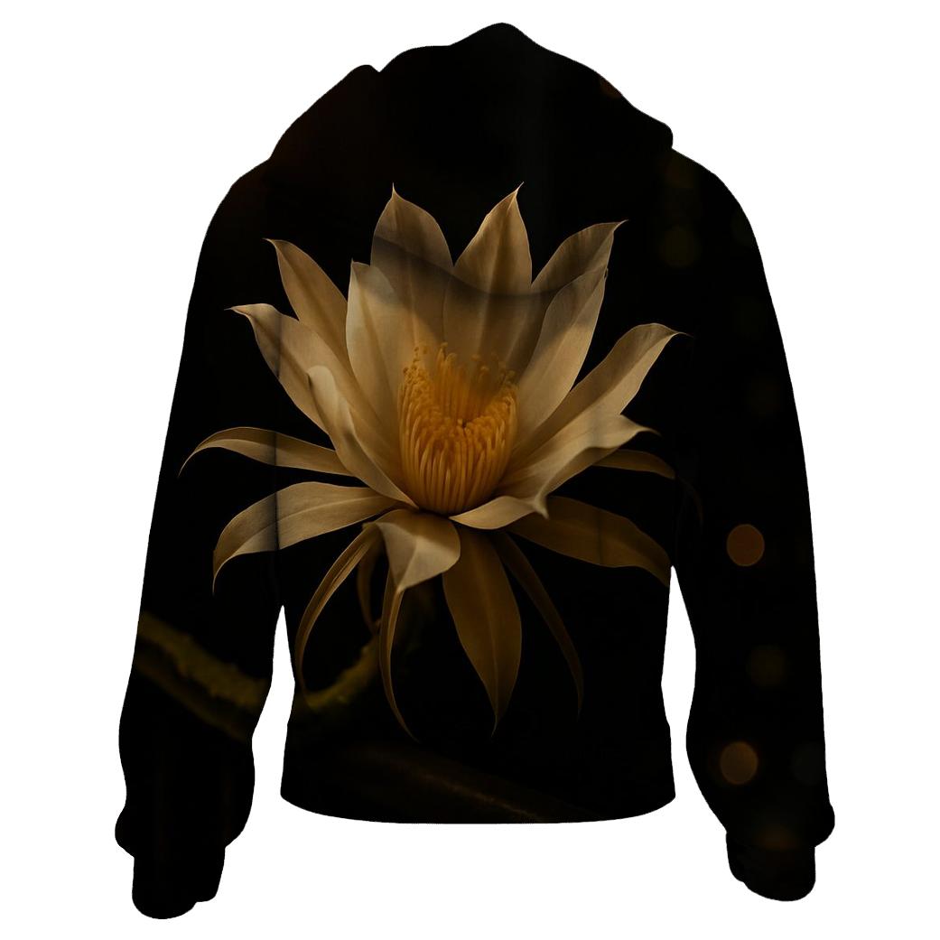 Night Blooming Cereus On Balcony Rail premium hoodies