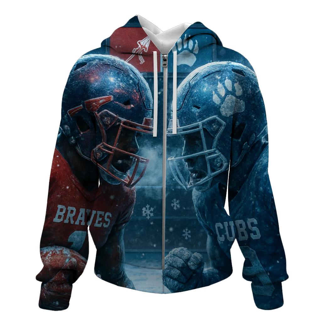 Frozen Yardline Standoff Braves Versus Cubs heavyweight hoodies